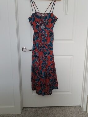 Jason Wu Rust Maxi Dress with Teal Floral Print